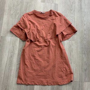 Zara Peach Mini Cotton Dress - Size S